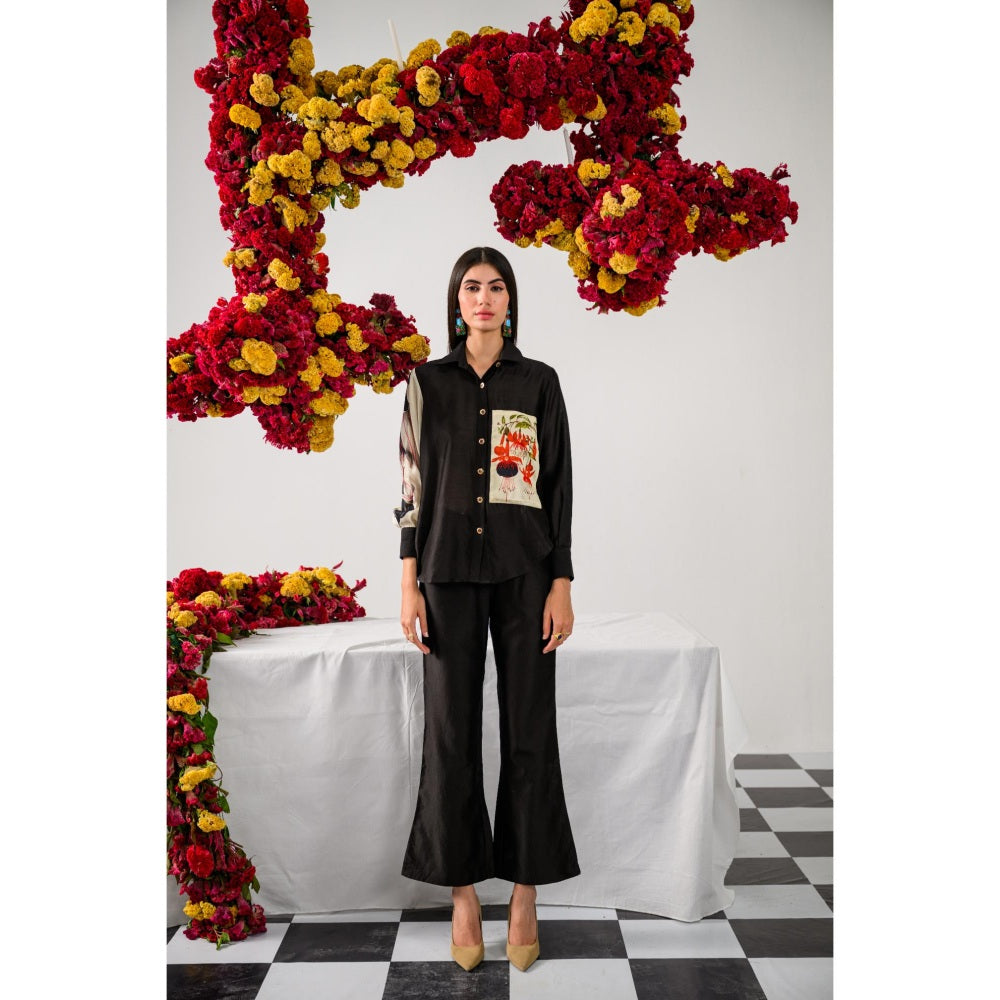 The Dramebaaz Company Black Grace Embellished Shirt