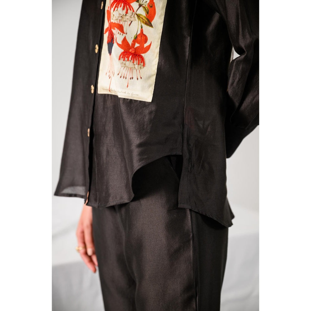 The Dramebaaz Company Black Grace Embellished Shirt