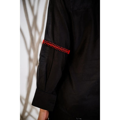 The Dramebaaz Company Black Flame Embellished Shirt