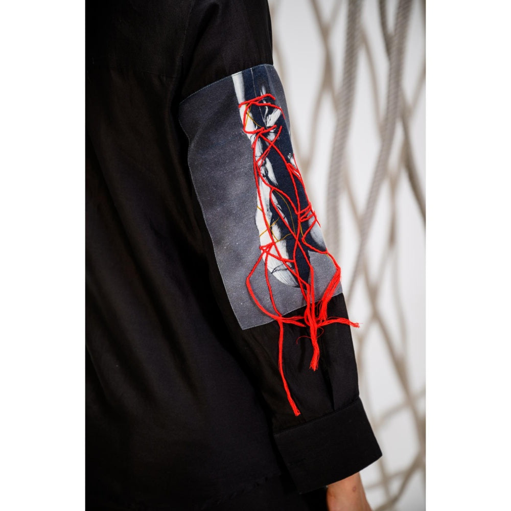 The Dramebaaz Company Black Flame Embellished Shirt