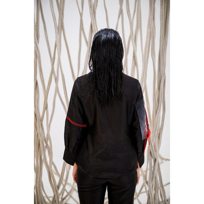 The Dramebaaz Company Black Flame Embellished Shirt