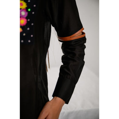 The Dramebaaz Company Black Bouquet Embellished Shirt