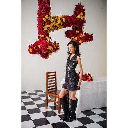 The Dramebaaz Company Black Celestial Waistcoat