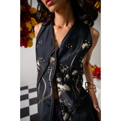 The Dramebaaz Company Celestial Printed Waistcoat and Short (Set of 2)