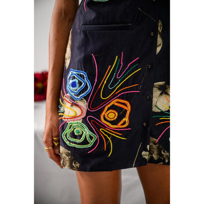 The Dramebaaz Company Black Aurora Embellished Short Dress