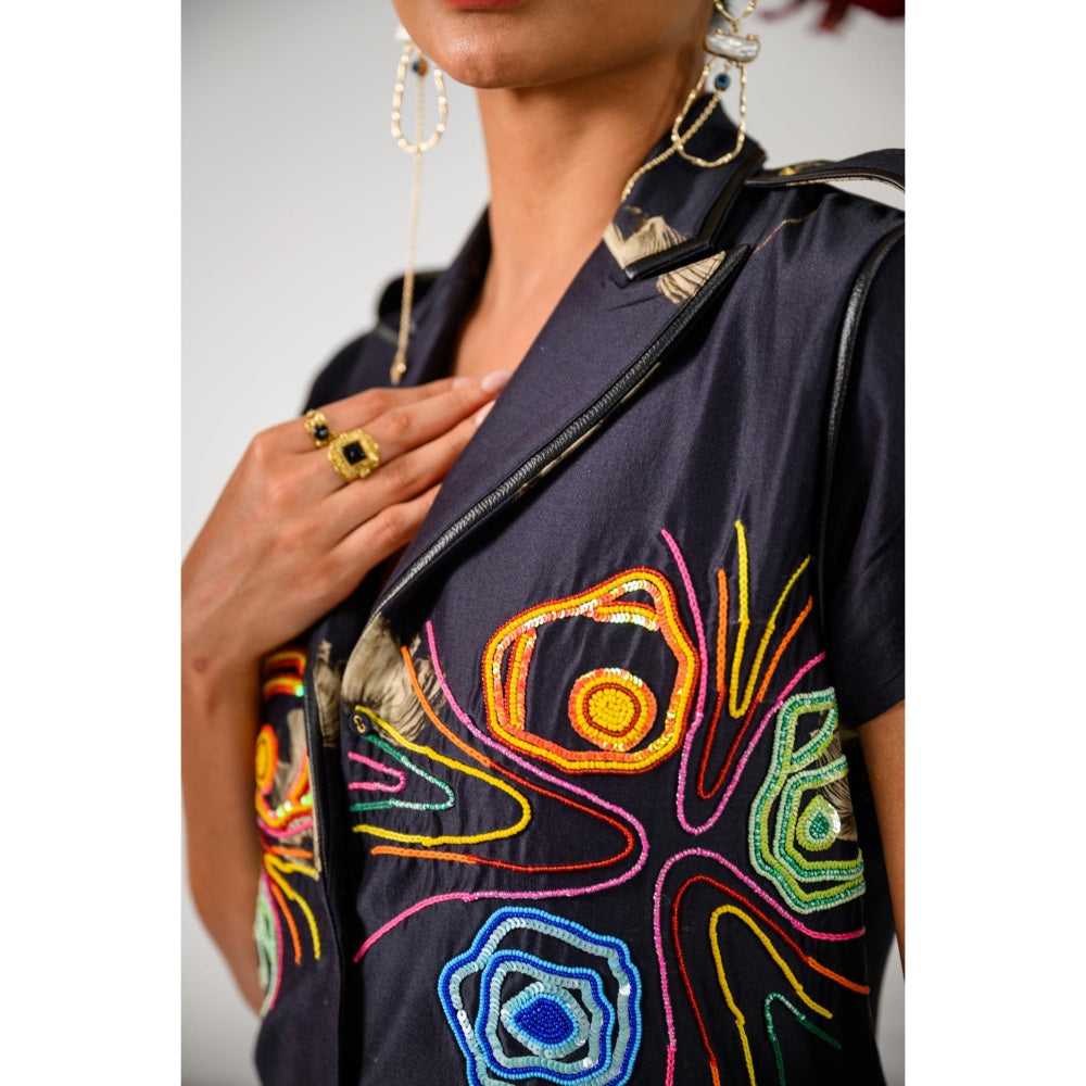 The Dramebaaz Company Black Aurora Embellished Short Dress