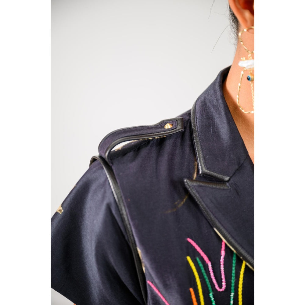 The Dramebaaz Company Black Aurora Embellished Short Dress