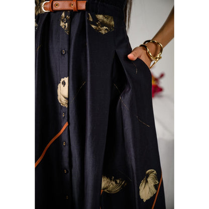 The Dramebaaz Company Black Elina Flare Printed Dress