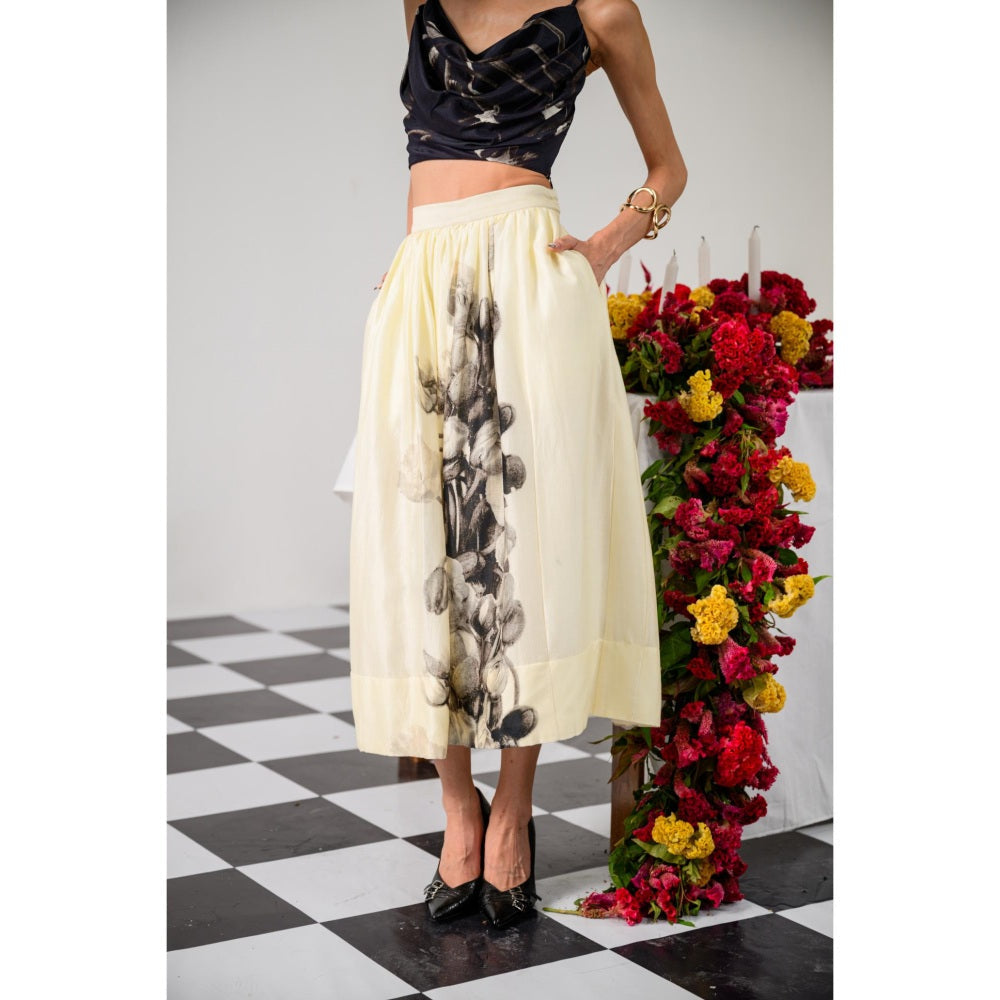 The Dramebaaz Company Noir & Ivory Long Skirt