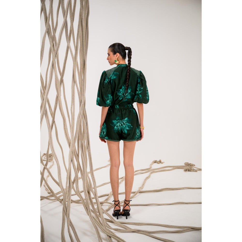 The Dramebaaz Company Fern-Frenzy Printed Top and Short (Set of 2)