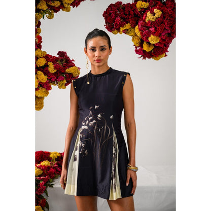 The Dramebaaz Company Retro Rose Floral Printed Mini Dress