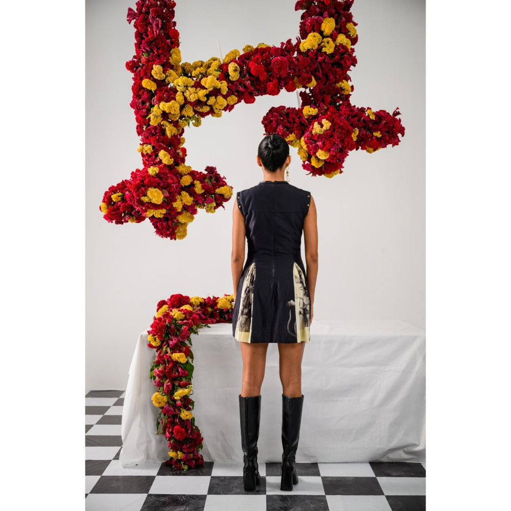 The Dramebaaz Company Retro Rose Floral Printed Mini Dress