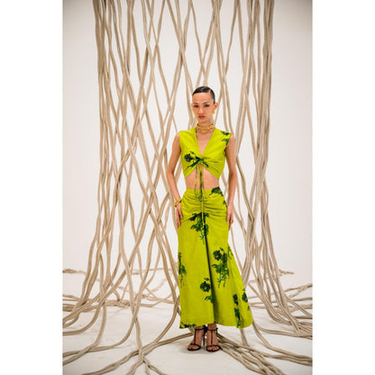 The Dramebaaz Company Lime-Light Scrunchie Top and Skirt (Set of 2)