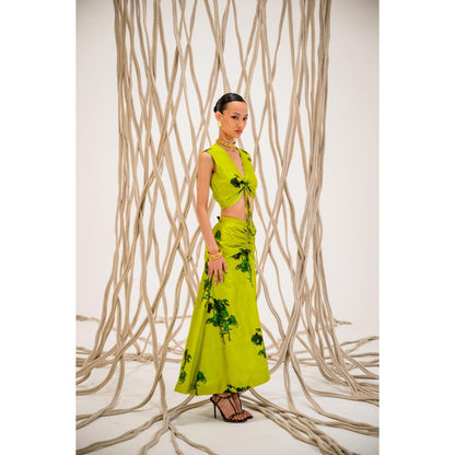 The Dramebaaz Company Lime-Light Scrunchie Top and Skirt (Set of 2)