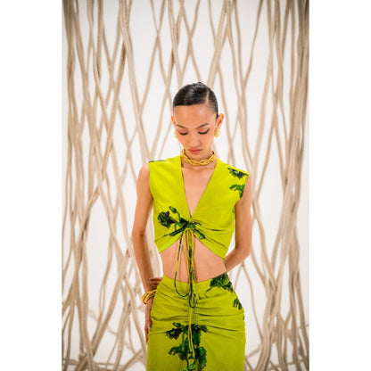 The Dramebaaz Company Lime-Light Scrunchie Top and Skirt (Set of 2)