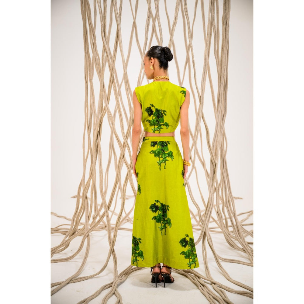 The Dramebaaz Company Lime-Light Scrunchie Top and Skirt (Set of 2)