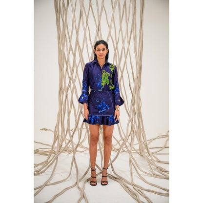 The Dramebaaz Company Twilight Reef Printed Shirt and Skirt (Set of 2)