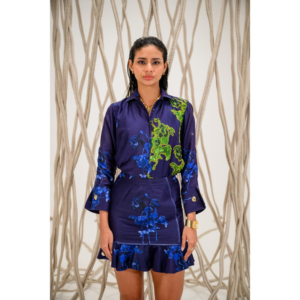 The Dramebaaz Company Twilight Reef Printed Shirt and Skirt (Set of 2)