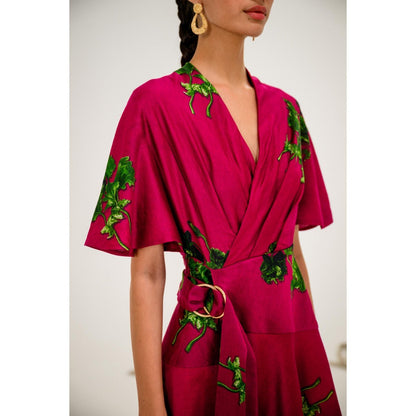 The Dramebaaz Company Pink Berry Fizz Beach Dress