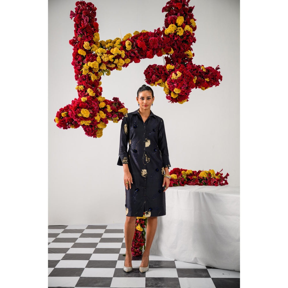 The Dramebaaz Company Black Nocturne Cut Out Midi Dress