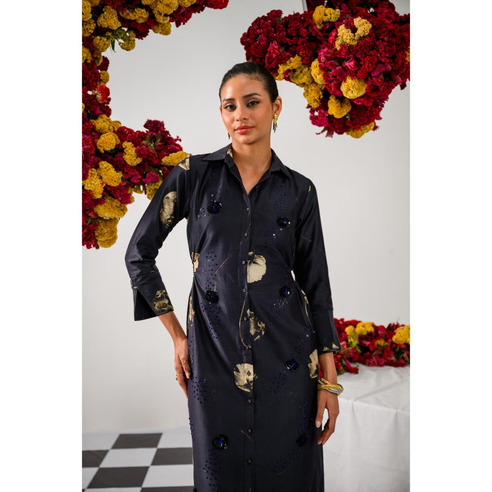 The Dramebaaz Company Black Nocturne Cut Out Midi Dress