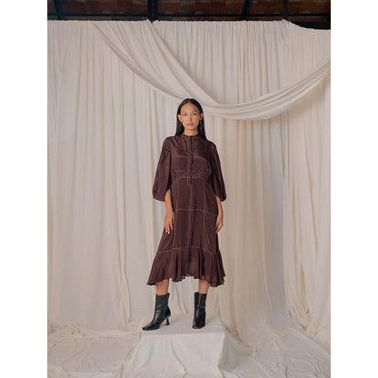 The Burnt Toast Brown Stitch Dress