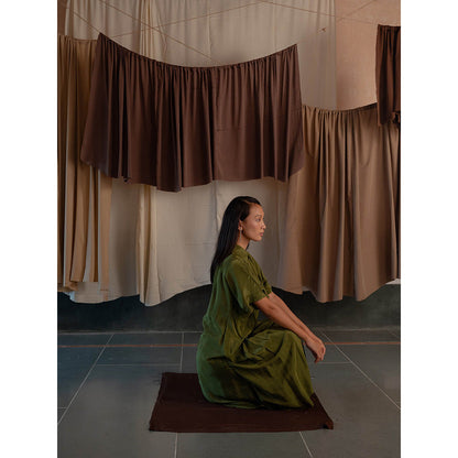 The Burnt Toast Olive Pleated Shirt Dress