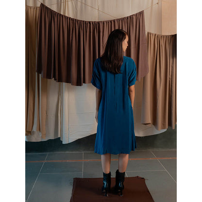 The Burnt Toast Teal Pleated Shirt Dress