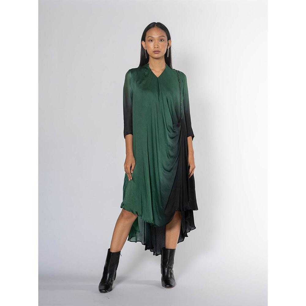 toast green dress TOAST Olive Green Cotton Dress with Sailor Style Neckline (C)(6) The Thrifty Hippy