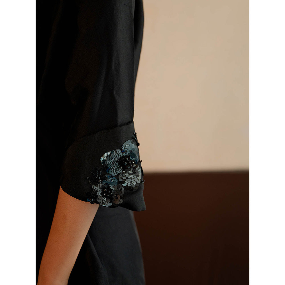 The Burnt Toast Black Embroidered Cuff Co-Ord (Set of 2)