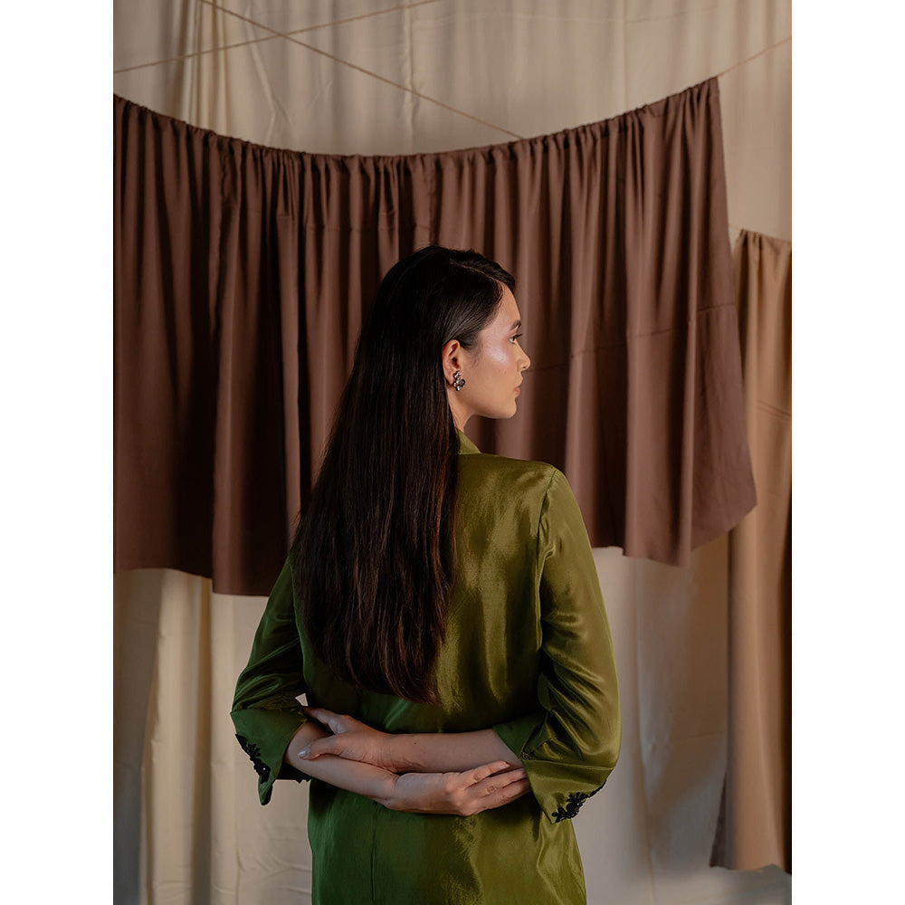 The Burnt Toast Olive Embroidered Cuff Co-Ord (Set of 2)