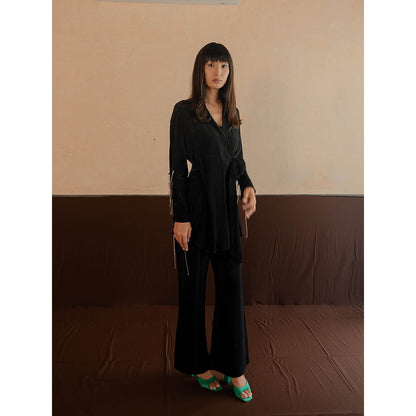 The Burnt Toast Black Criss Cross Sleeve Top