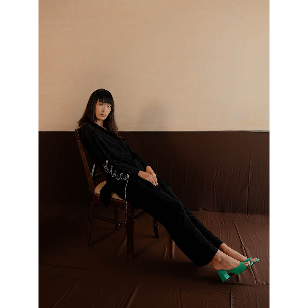 The Burnt Toast Black Criss Cross Sleeve Top