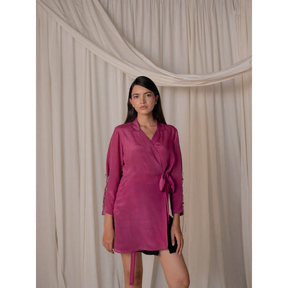 The Burnt Toast Pink Criss Cross Sleeve Top