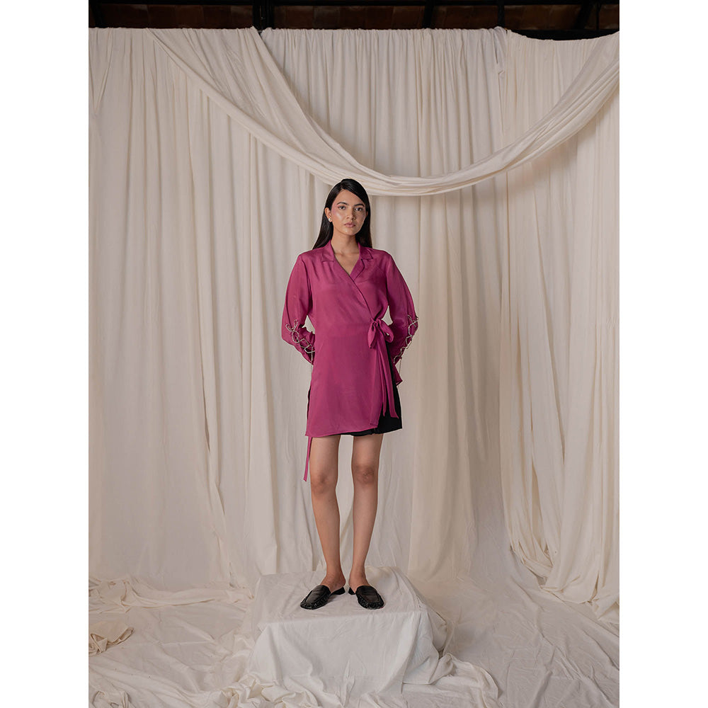 The Burnt Toast Pink Criss Cross Sleeve Top