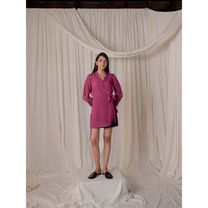 The Burnt Toast Pink Criss Cross Sleeve Top