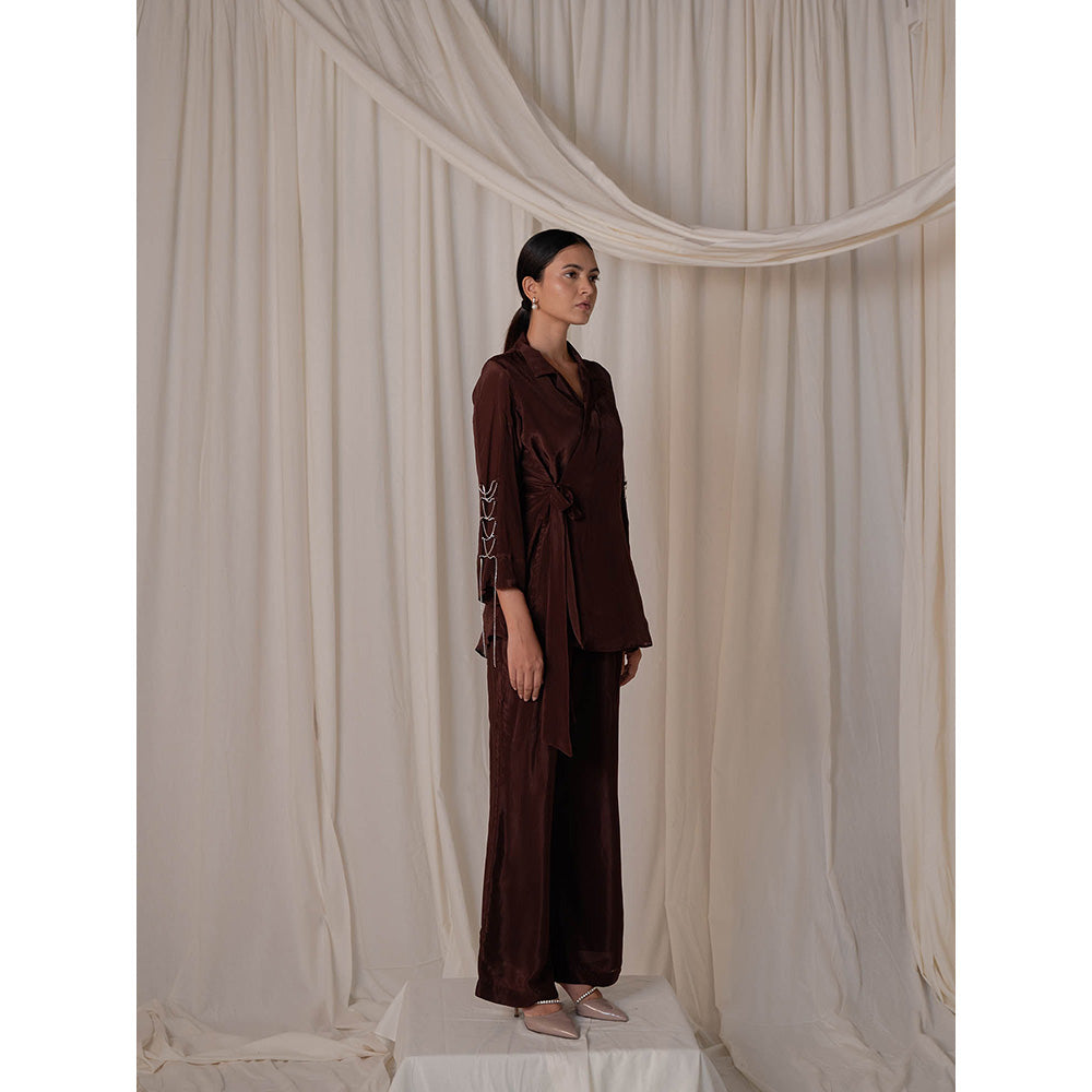 The Burnt Toast Brown Criss Cross Sleeve Top