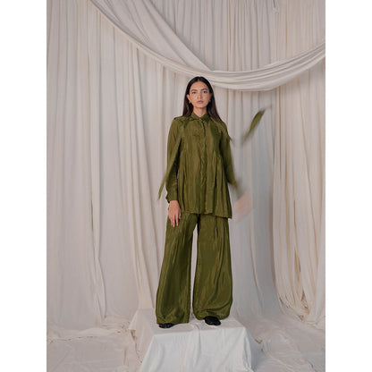 The Burnt Toast Olive Pleated Co-Ord (Set of 2)