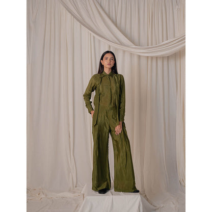 The Burnt Toast Olive Pleated Co-Ord (Set of 2)