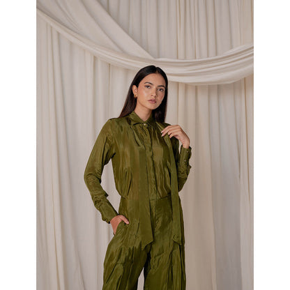 The Burnt Toast Olive Pleated Co-Ord (Set of 2)