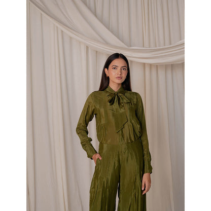 The Burnt Toast Olive Pleated Co-Ord (Set of 2)