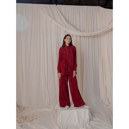 The Burnt Toast Red Pleated Co-Ord (Set of 2)