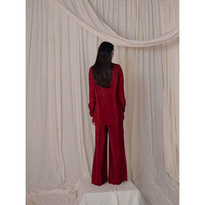 The Burnt Toast Red Pleated Co-Ord (Set of 2)