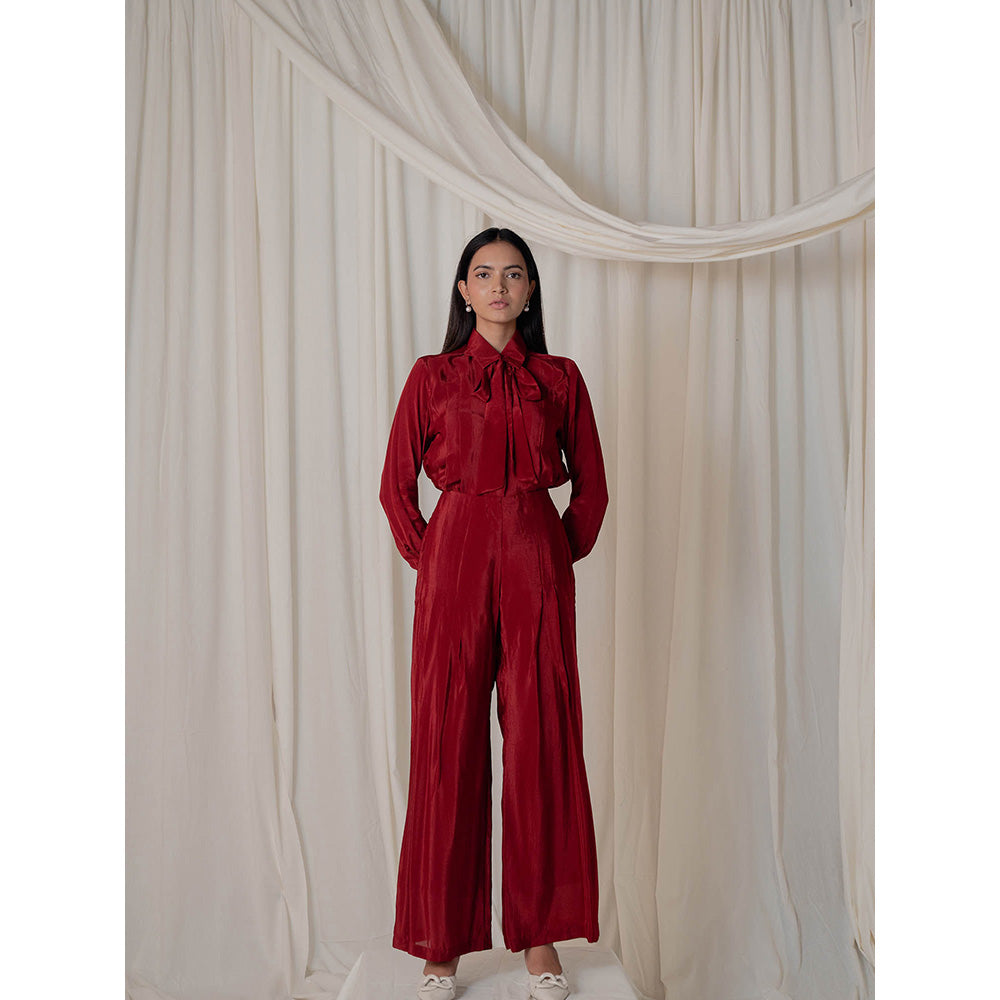 The Burnt Toast Red Pleated Co-Ord (Set of 2)