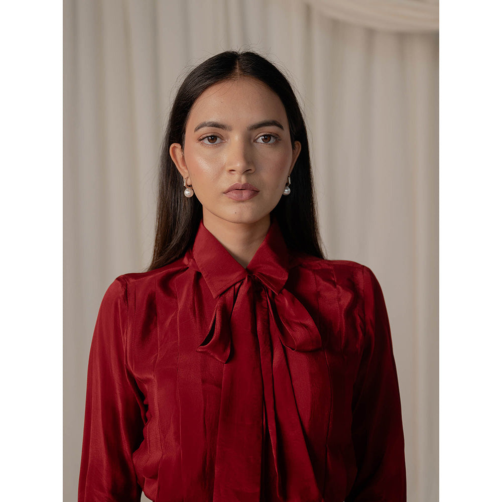 The Burnt Toast Red Pleated Co-Ord (Set of 2)