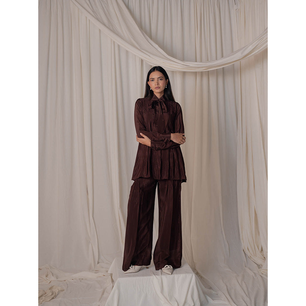 The Burnt Toast Brown Pleated Co-Ord (Set of 2)