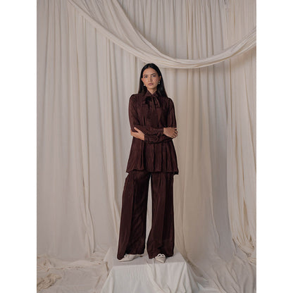 The Burnt Toast Brown Pleated Co-Ord (Set of 2)