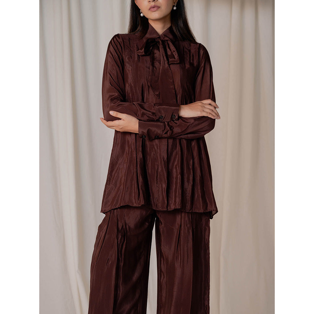 The Burnt Toast Brown Pleated Co-Ord (Set of 2)