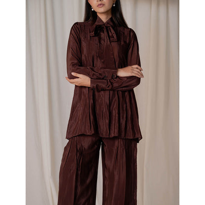 The Burnt Toast Brown Pleated Co-Ord (Set of 2)