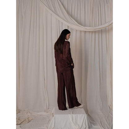 The Burnt Toast Brown Pleated Co-Ord (Set of 2)